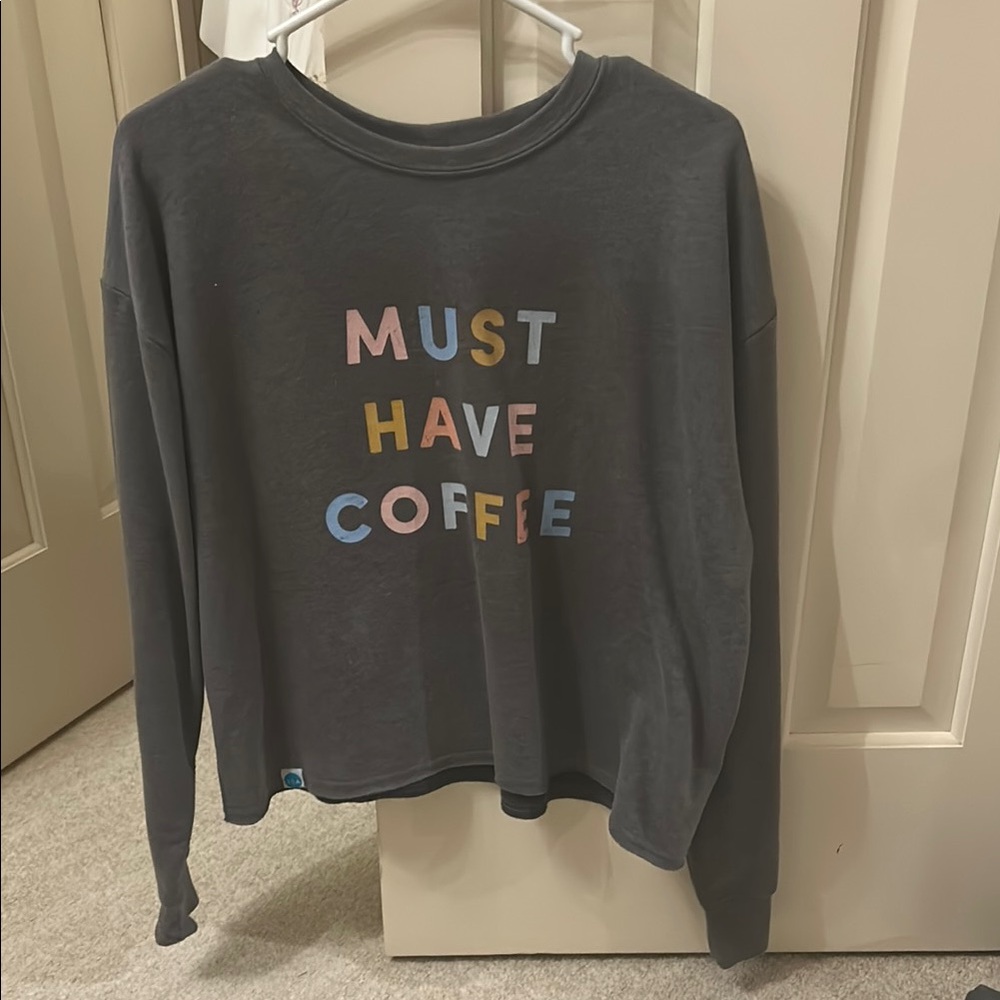 Gray Graphic Sweatshirt with Colorful Text